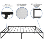 Flash Furniture Louis 14 Inch Metal Platform Bed Frame with 12 Inch Memory Foam Pocket Spring Mattress in a Box (No Box Spring Required) - Queen