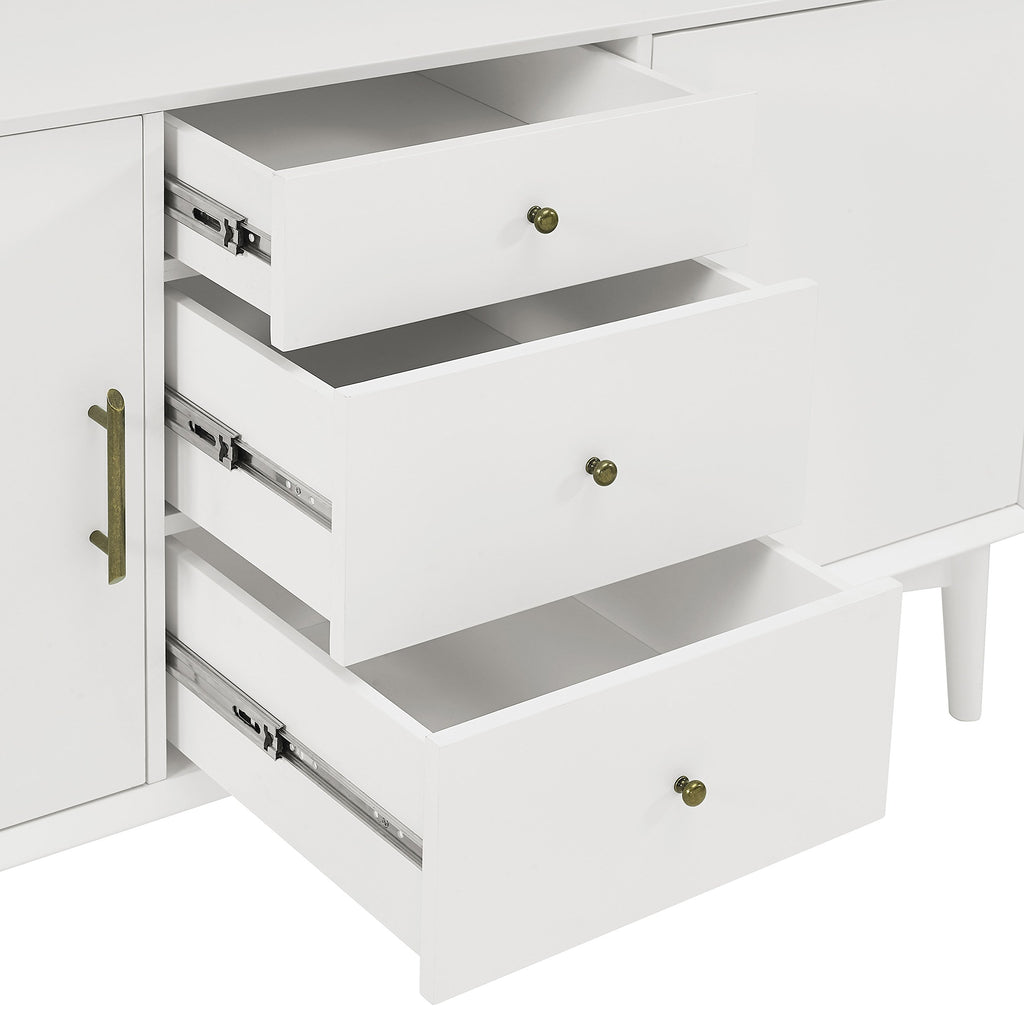 Crosley Furniture Landon Mid Century Sideboard Buffet Cabinet with Storage, White