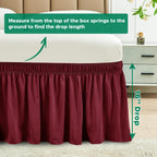 Biscaynebay Wrap Around Bed Skirts For King & Cal King Beds 16' Drop, Burgundy Adjustable Elastic Dust Ruffles Easy Fit Wrinkle & Fade Resistant Silky Luxurious Fabric Solid Machine Washable