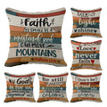 Faith Grateful Blessed Thankful Throw Pillow Case, 18 X 18 Inch Set Of 4, Farmhouse Porch Bench Decor Pillow, Housewarming Gifts