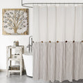 Dosly Id  Es Farmhouse Shower Curtain,Beige And Brown Striped,Button Curtain,Spa Waffle And Cotton Woven Fabric,Rustic Charm Cou