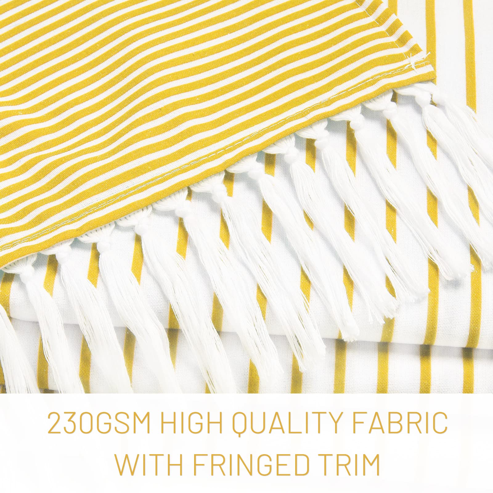 Awellife Boho Yellow Shower Curtain For Bathroom Farmhouse Natural Linen Stripe Tassel Shower Curtain (Yellow, 78' L X 72' W)