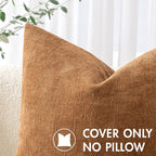 Miulee Pack Of 2 Decorative Throw Pillow Covers Soft Chenille Throw Pillows Solid Neutral Farmhouse Textured Cushion Covers For Couch Sofa Bedroom Living Room 18X18 Inch, Brown