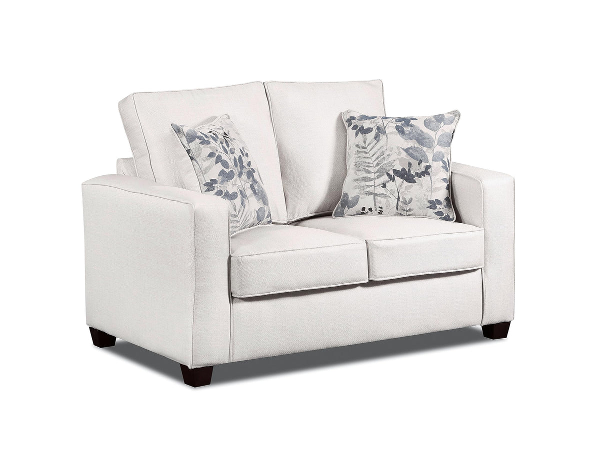 American Furniture Classics Relay Mist Loveseat with Two Throw Pillows Sofas, Soft Washed Cream Tweed