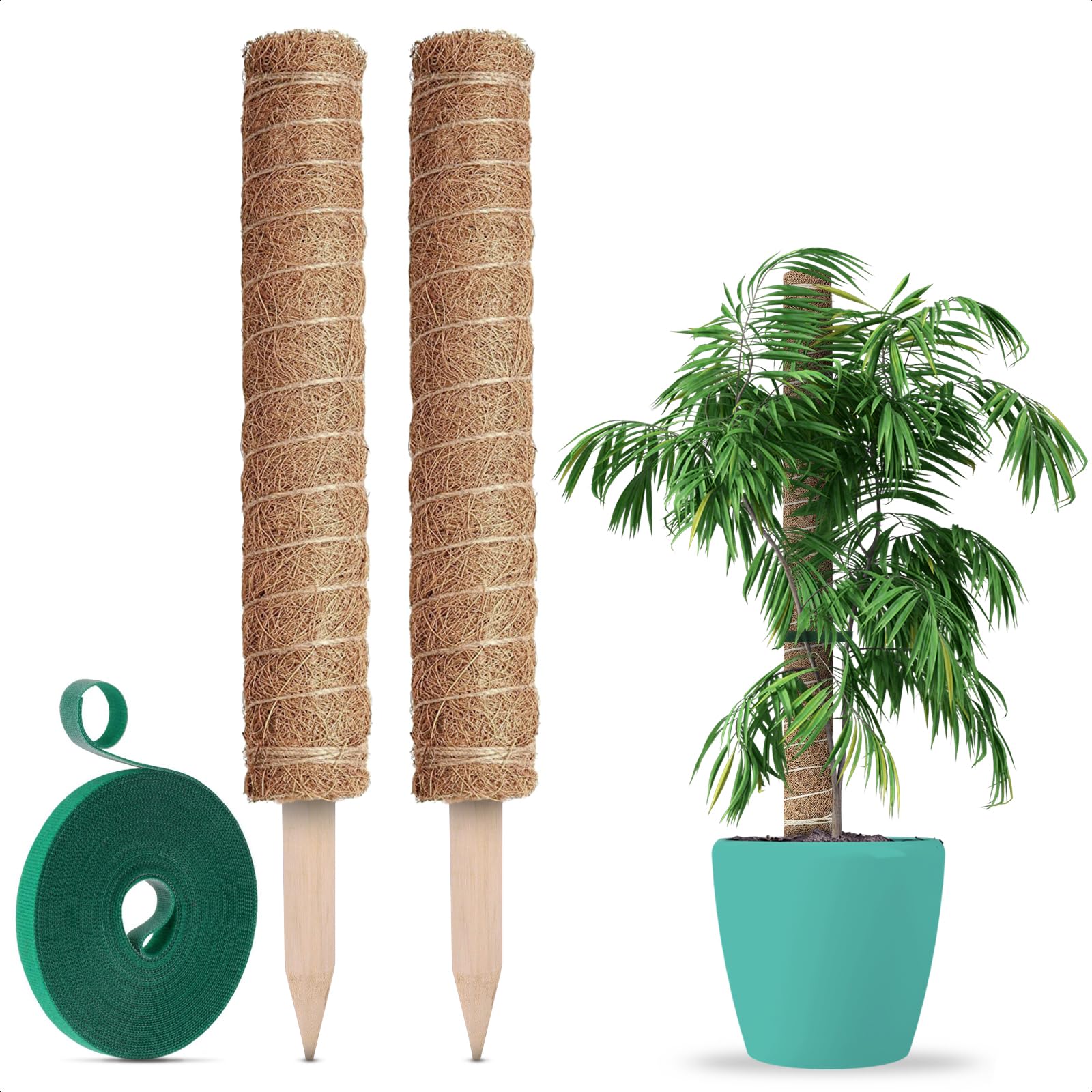Coco Coir Pole Stake 2Pcs 12 Inch - Plant Stakes For Indoor Plants Tall Plant Sticks Support - Moss Poles For Climbing Plants Co