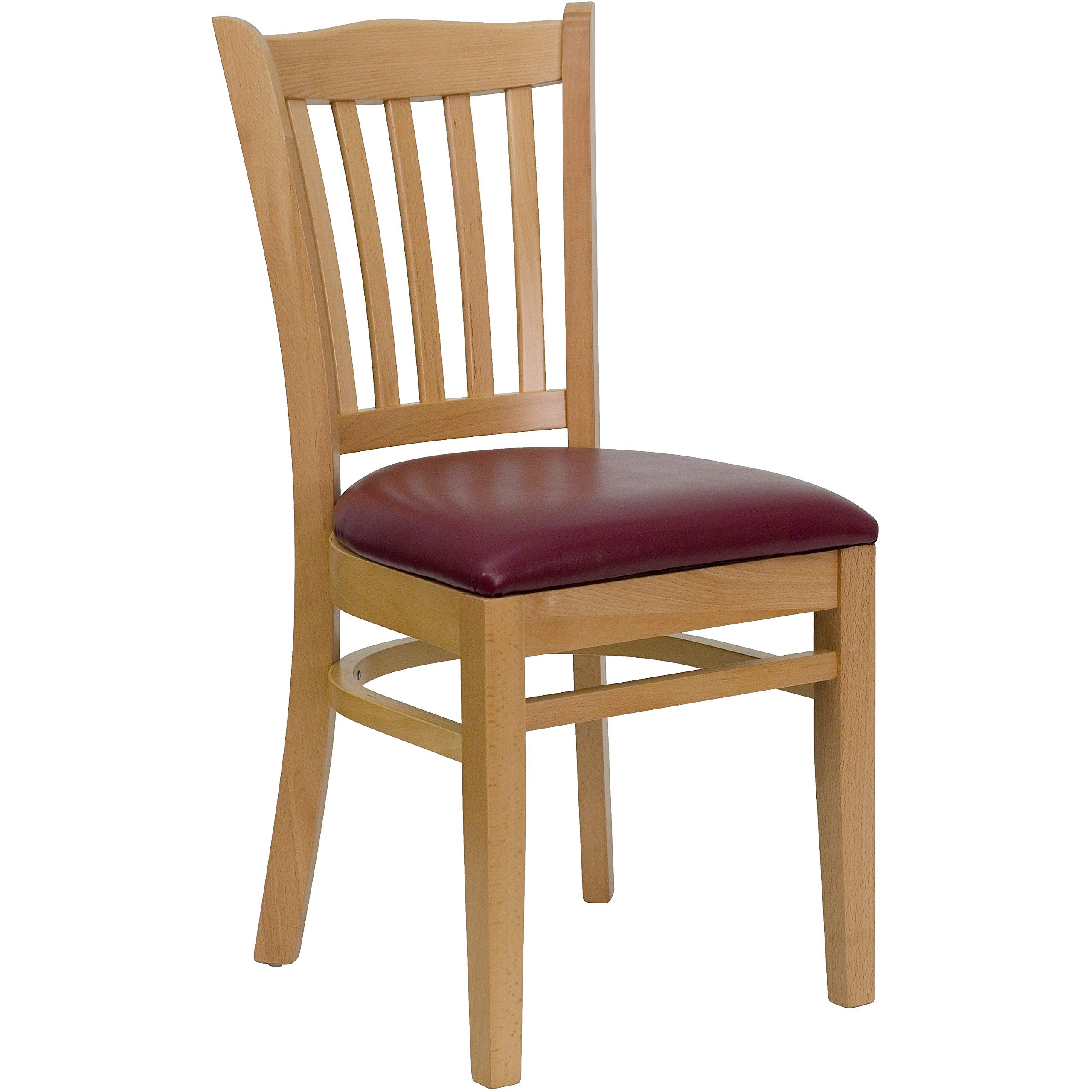 2 Pk. Vertical Slat Back Wooden Chair - Burgundy Vinyl Seat