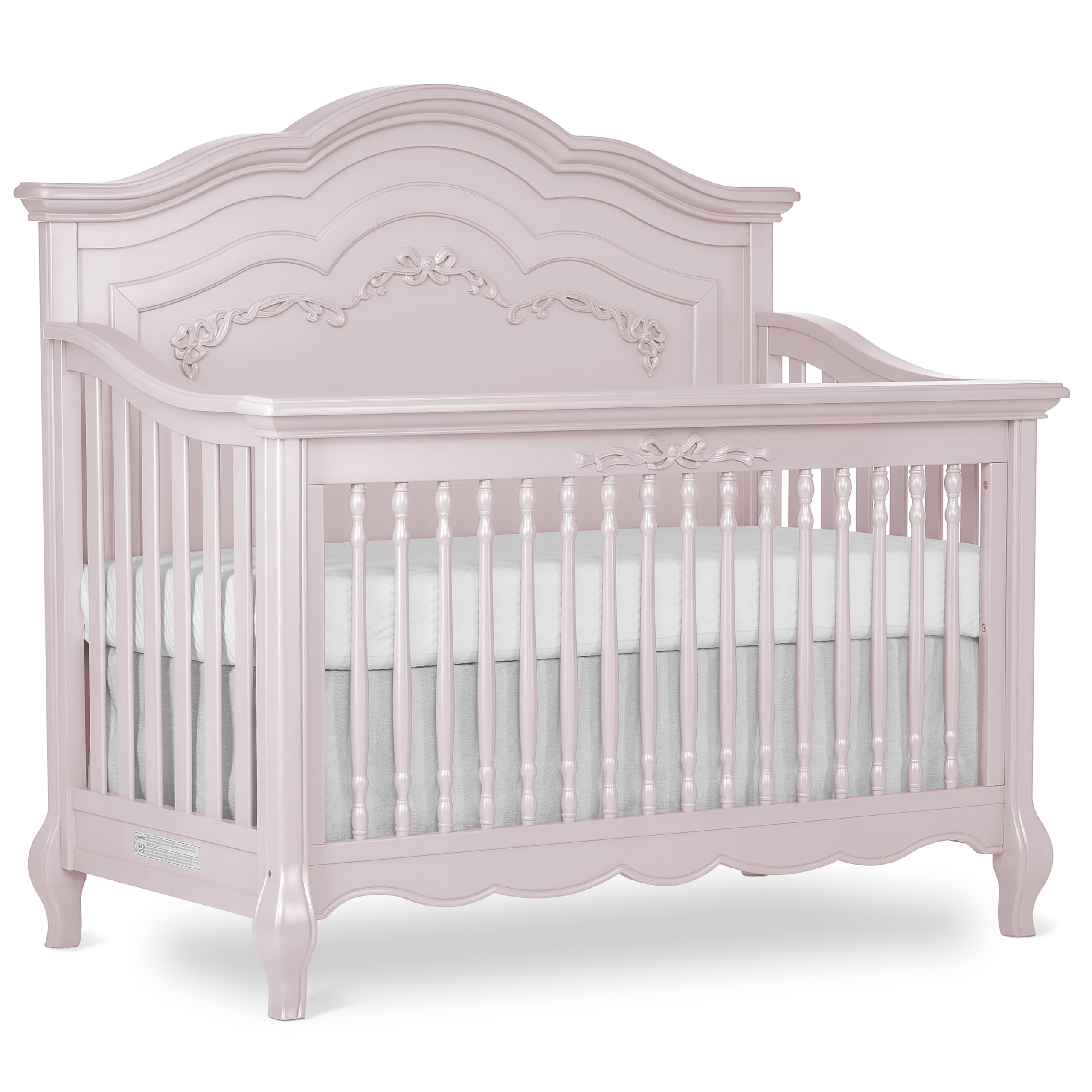 Evolur Aurora 5-In-1 Convertible Crib In Dusty Rose, Greenguard Gold Certified, Features 3 Mattress Height Settings, Sturdy And 