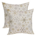Ofird Christmas Pillow Covers 18X18 Inches Pack Of 2, Gold Gray Snowflake Throw Pillow Covers Christmas Decorative Pillowcase Wi