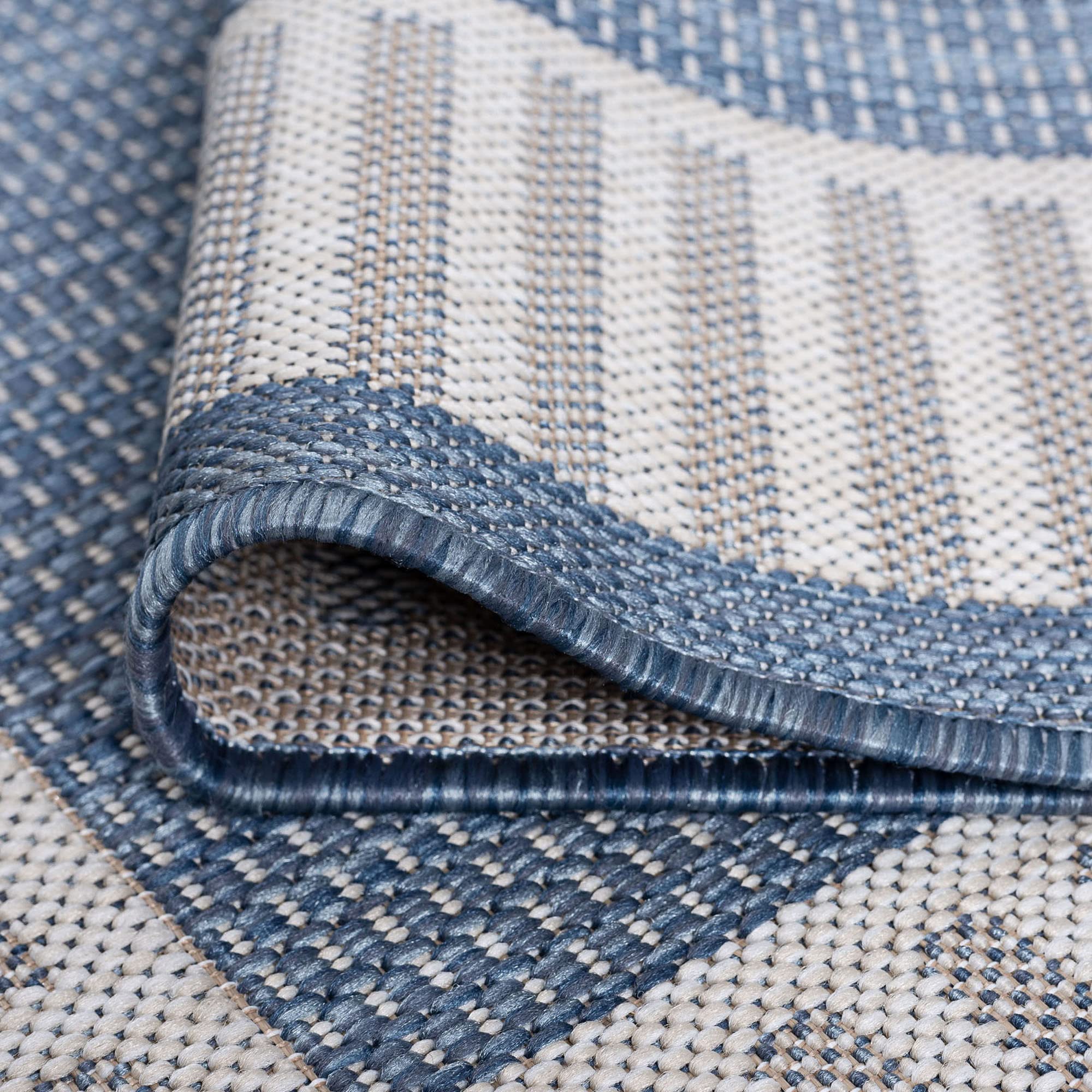 Water & Fade Resistant 8X10 Large Indoor Outdoor Rug Patio, Deck, Porch, Entryway | Outside Area Rugs For Patios | 7'10'' X 10'2'' Blue