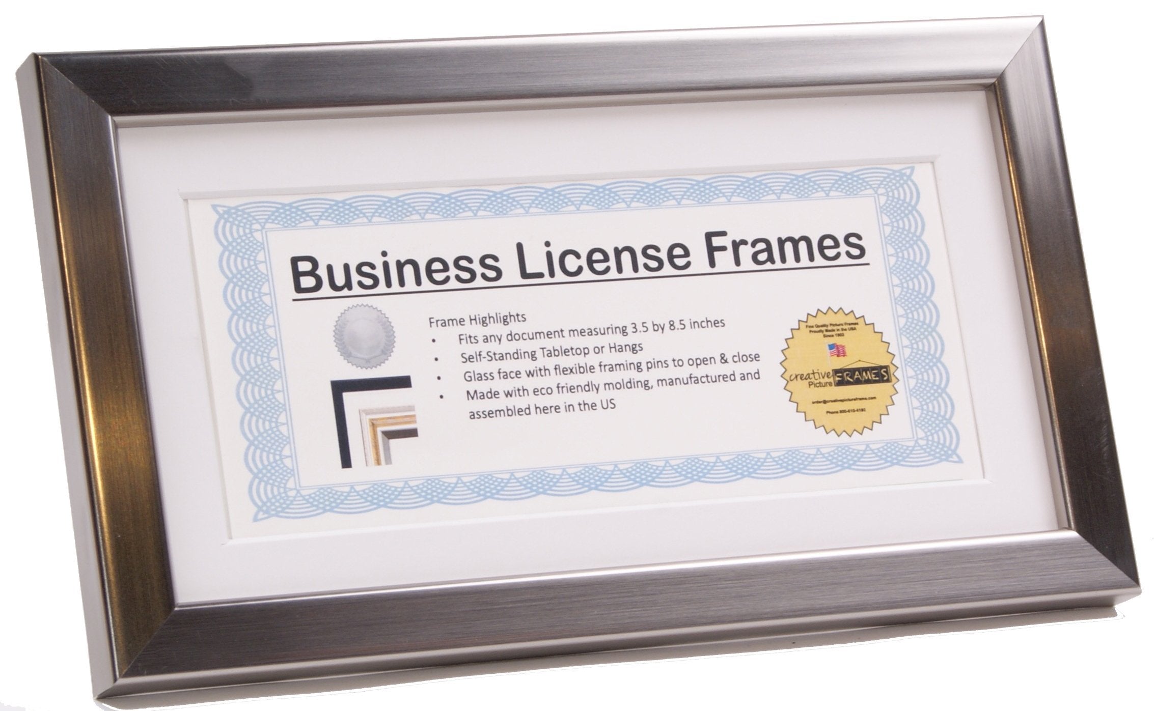 License Frames for Cosmetology Professionals 3.5 by 8.5 inch State Board License Holder Displays Certificates, Tax License and m