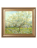 DECORARTS - The White Orchard - Vincent Van Gogh. Giclee Print on Canvas with matching Golden-relief Framed Wall Art. Picture Si