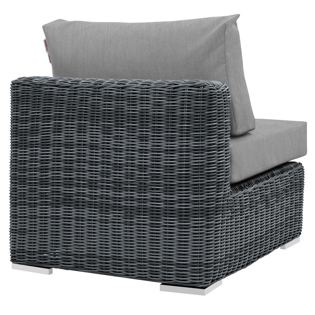 Modway EEI-1868-GRY-GRY Summon Wicker Rattan Outdoor Patio Sunbrella Fabric, Armless Chair, Canvas Gray