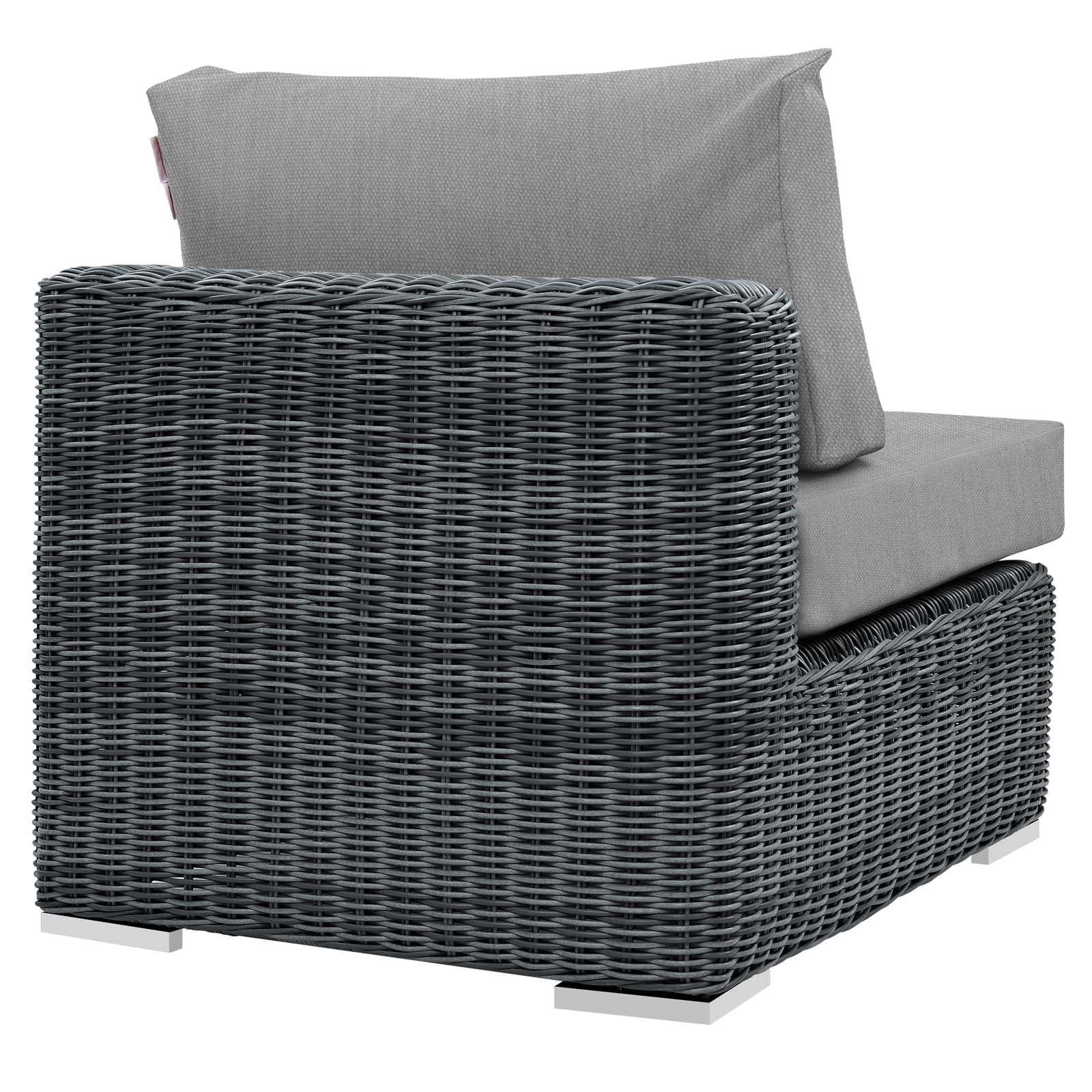 Modway EEI-1868-GRY-GRY Summon Wicker Rattan Outdoor Patio Sunbrella Fabric, Armless Chair, Canvas Gray