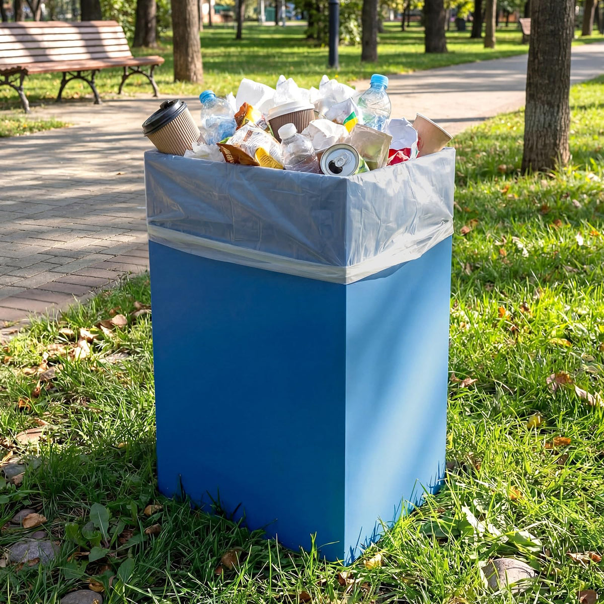 Patelai 4 Pack 13 Gallon Disposable Trash Cans for Parties Events, Blue