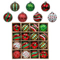 Valery Madelyn Christmas Ornaments Set, 16ct Red Green White Shatterproof Christmas Tree Decorations Ball Ornaments Bulk, 3.15 I