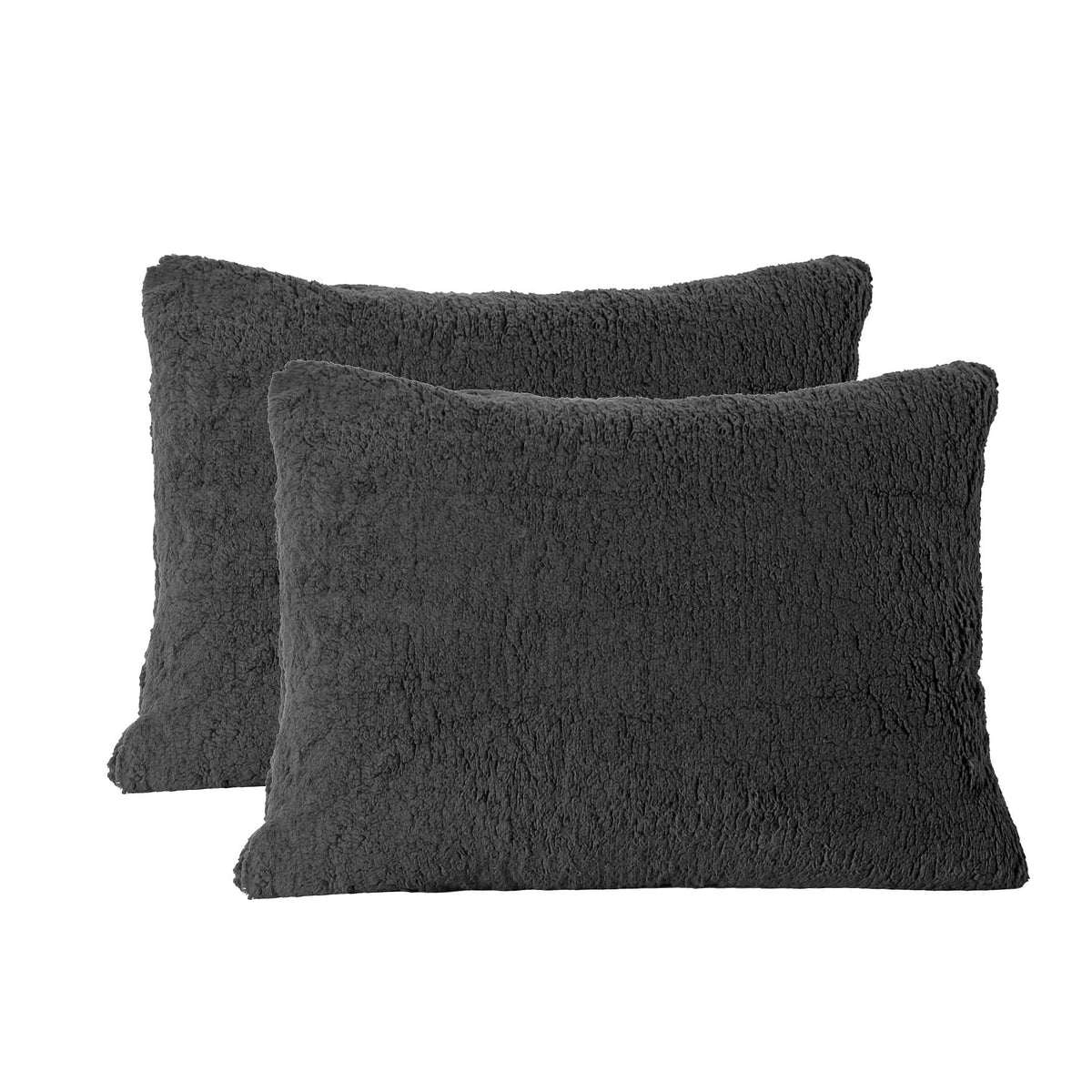 Reafort Ultra Soft Sherpa Pillowcases Pillow Covers Standard Size 20'X26' Pack Of 2 With Zipper Closure (Black, 20   X26    St