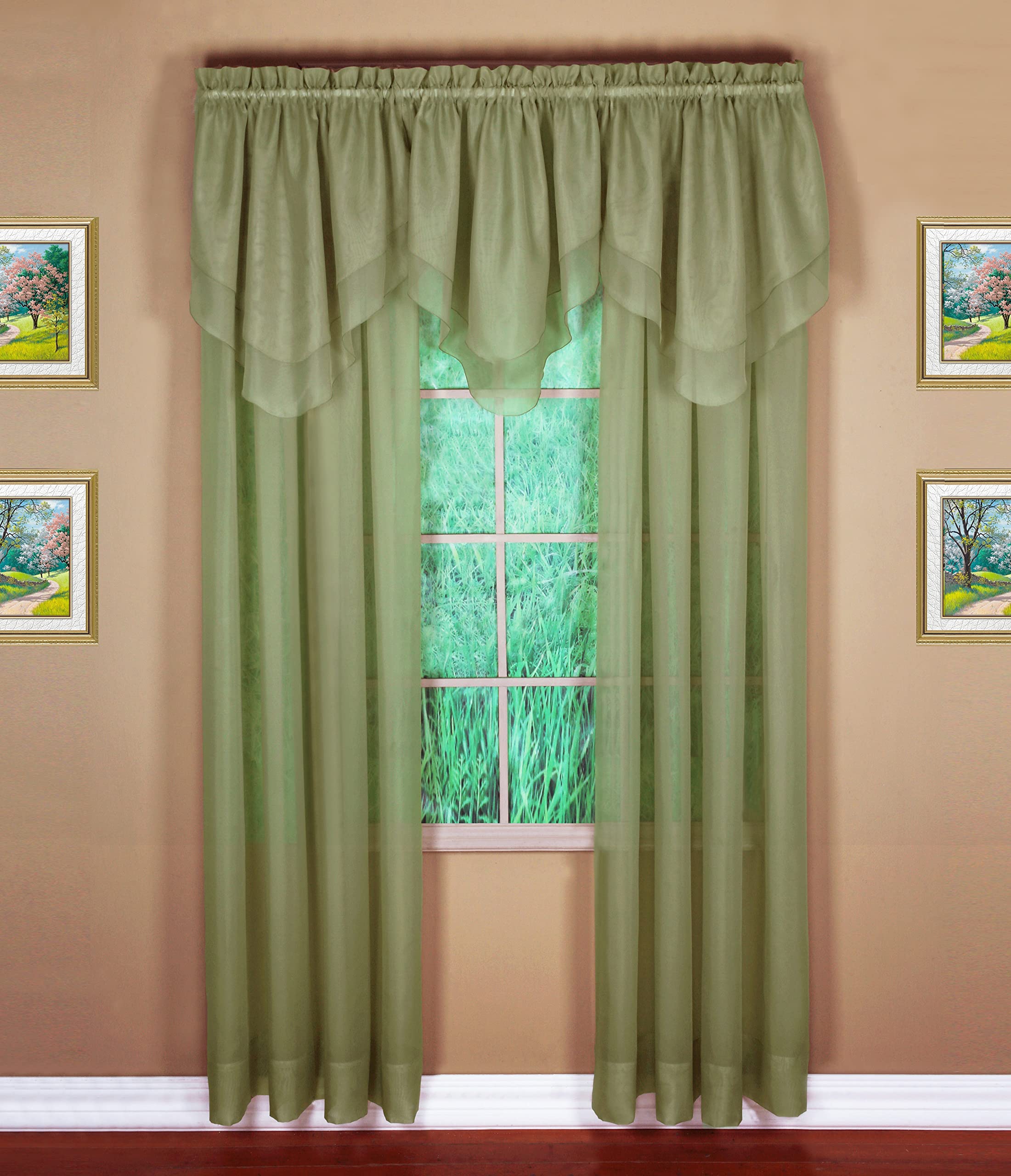 Today'S Curtain Emelia Original Voile Panel 95', Dusty Leaf, 60' W X 95' L