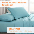 American Home Collection Pillow Case Set Of 2 Double Brushed Microfiber Soft & Easy Care Pillowcases (Aqua, Standard/Queen 20X30)