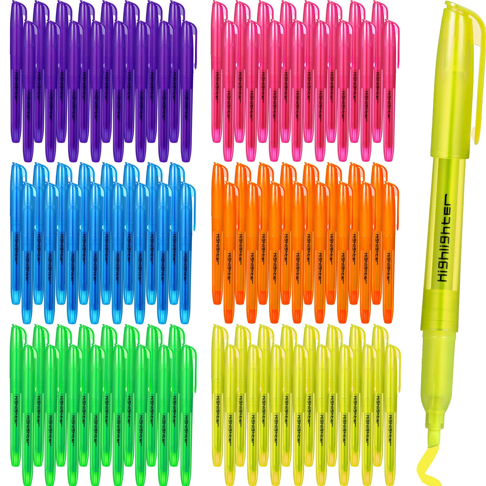 Thenshop 96 Pcs Highlighter Bulk Pack Assorted Colors Highlighter Markers Chisel Tip Fluorescent Pens For Office Classroom Back