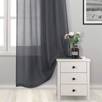 Dwcn Dark Grey Sheer Curtains For Living Room Bedroom - Faux Linen Look Voile Drapes Grommet Top Window Curtain Panel 52 X 84 In