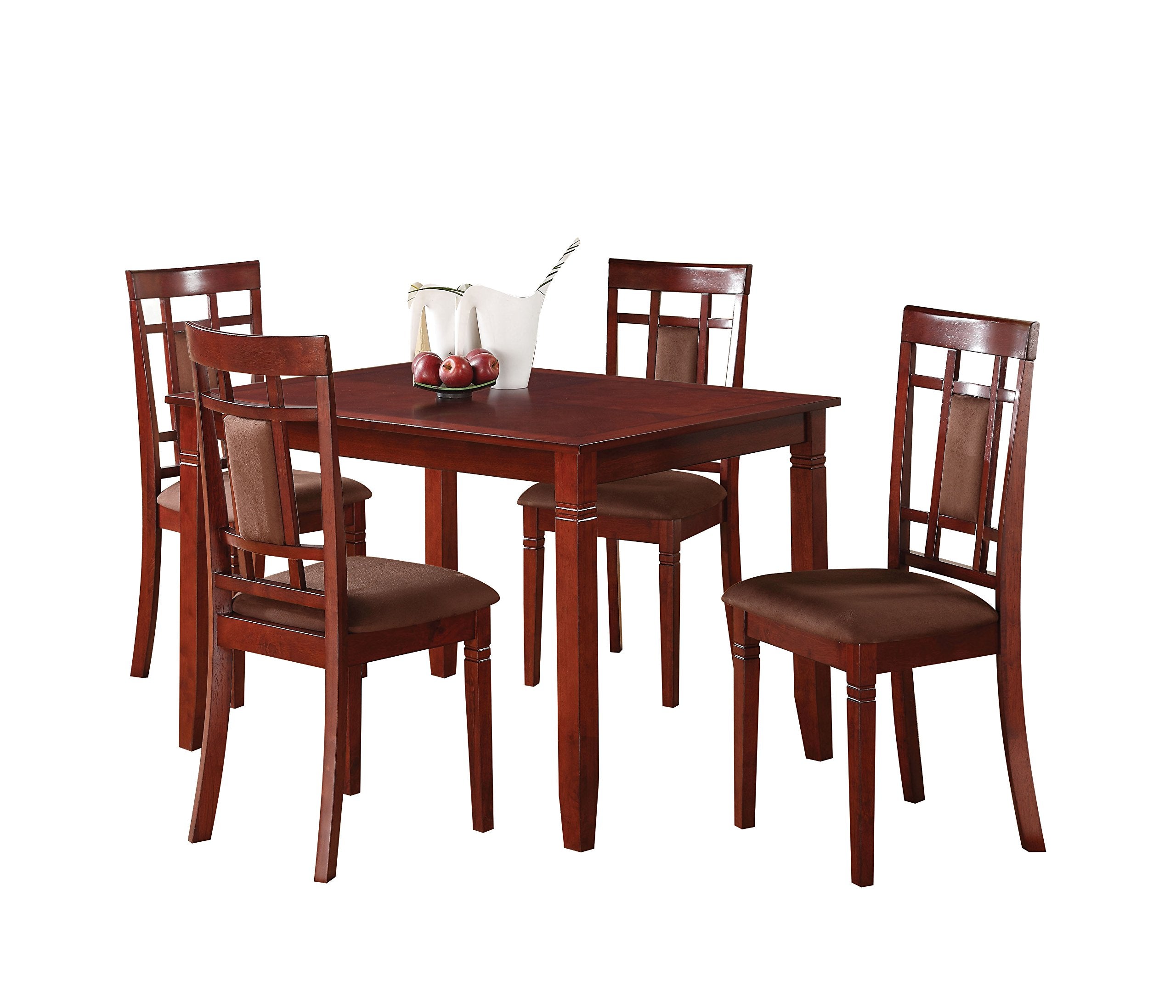 Acme Sonata 5Pc Pk Dining Set in Cherry & Chocolate Microfiber