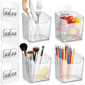 MZYIWUU 4 Pack Acrylic Wall Mount Organizer, Adhesive Cabinet Door Storage Bins, Clear Makeup Containers, Stackable Organizer Ba
