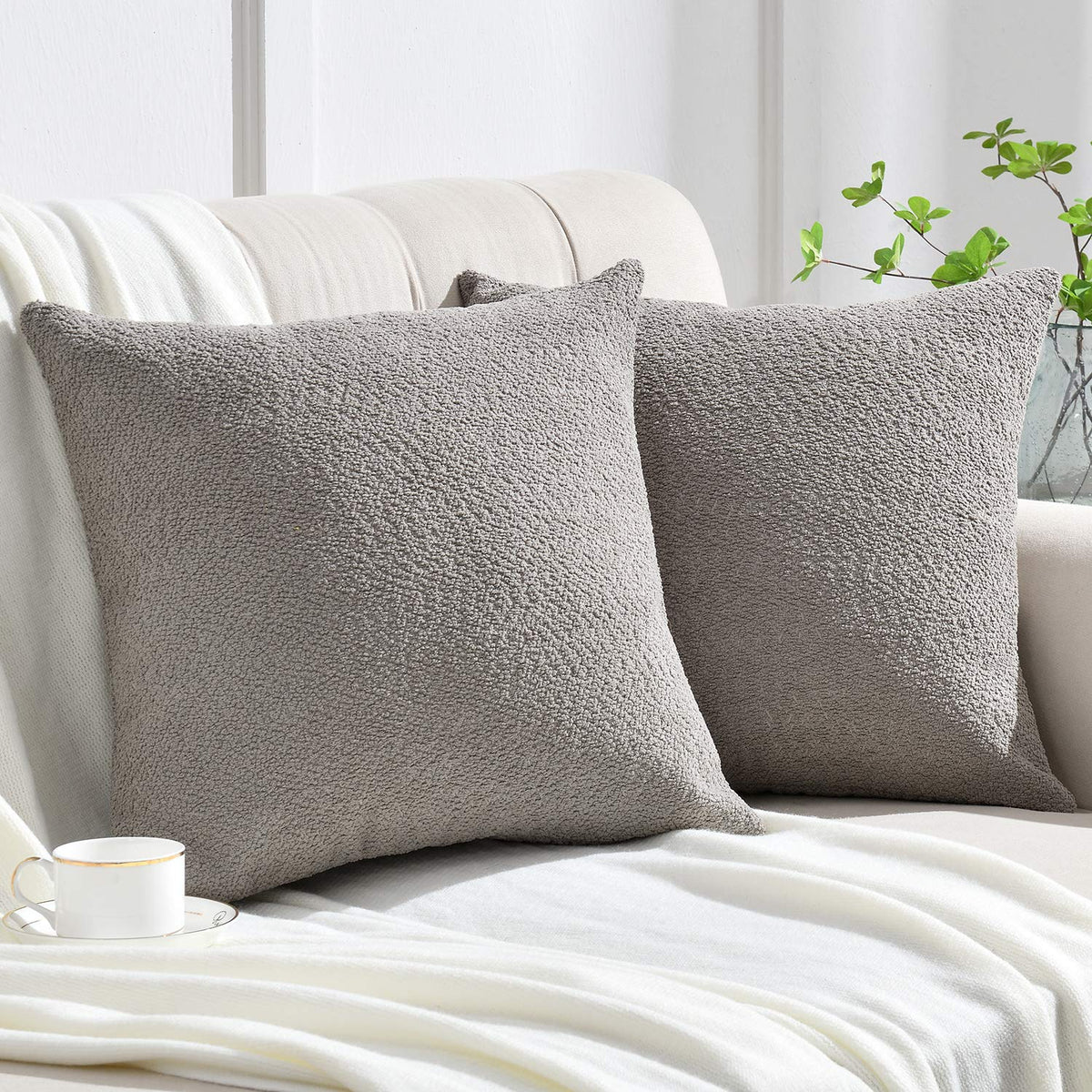 Rythome Set Of 2 Cozy Fine Textured Throw Pillow Covers, Decorative Elegant Accent Pillow Cases For Couch Bed And Living Room -