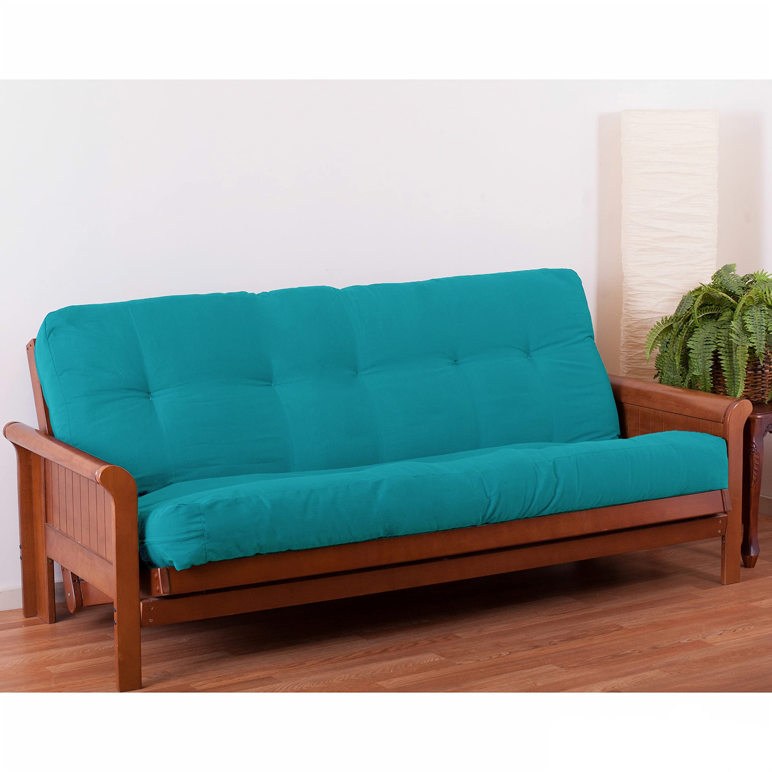 Blazing Needles Renewal 7' Twill Futon Mattress, Queen, Aqua Blue