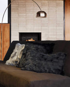 HomeRoots Decor 5-inch x 12-inch x 20-inch 100% Natural Rabbit Fur Black Pillow