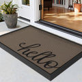 LUMI Outside Welcome Door Mat 17x30, Non Slip Durable Rubber Entrance Doormat, Low Profile Easy Clean Mats for Front Back Door E