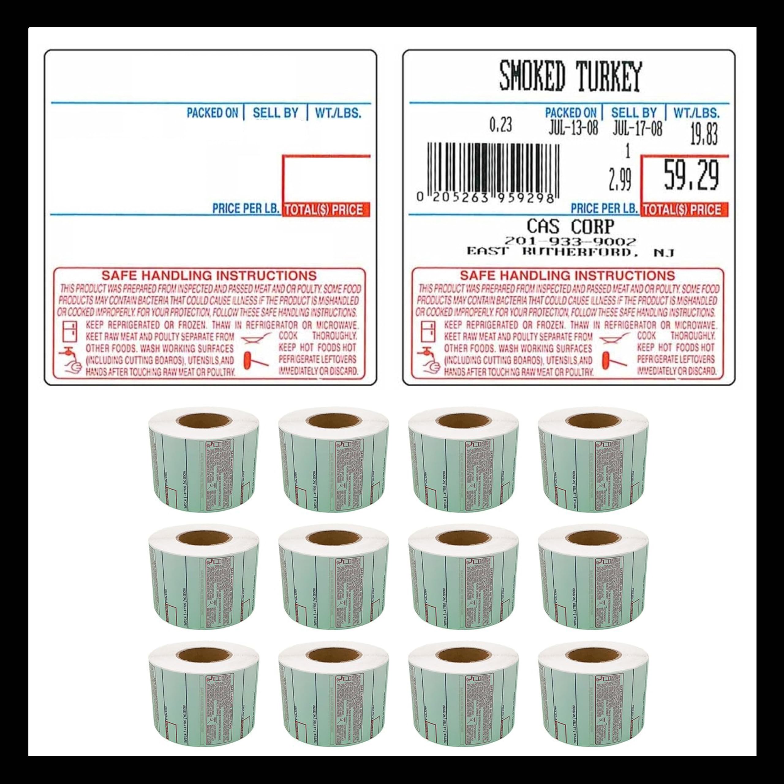 Pokanic Labels Lst-8040 Thermal 12 Rolls - 6,000 Labels Printer Printing Scale Compatible With Cas Lp-1000 Cl-5000 Cl-5500 Cl-72