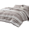 Bedsure Bed In A Bag Queen Size 7 Pieces, Warm Taupe White Striped Bedding Comforter Sets All Season Bed Set, 2 Pillow Shams, Flat Sheet, Fitted Sheet And 2 Pillowcases