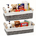 YAOYAO LAND Storage Basket Wicker Baskets, Set of 2, Grey