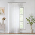 Vision Home White Pinch Pleated Semi Sheer Curtains Textured Light Filtering Window Curtains 102 Inch For Living Room Bedroom Pa