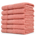 Cleanbear Ultra Soft Washcloths 6 Pack Cotton Face Cloths Wash Cloths Set - Large Bathroom WashCloth 13 x 13 Inches (Coral)
