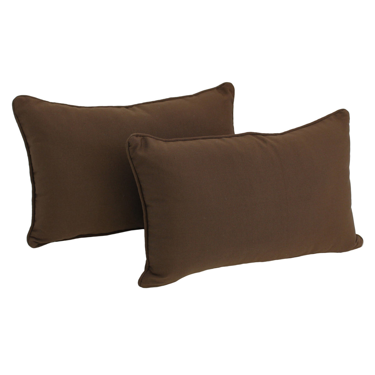 Blazing Needles Corded Twill Throw Pillows (Set of 2), 20&quot; x 12&quot;, Chocolate