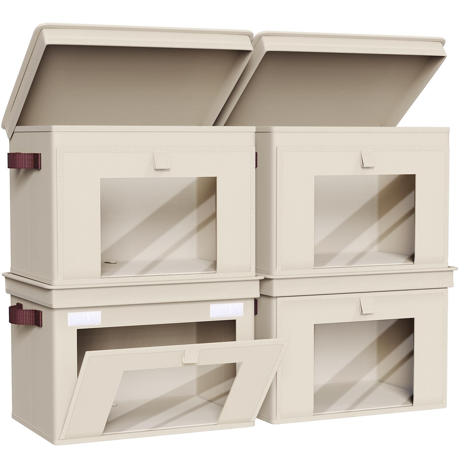 Univivi Storage Bins with Lids, Large Closet Organizers and Storage with Handles & Window, Foldable Fabric Storage Boxes with Li