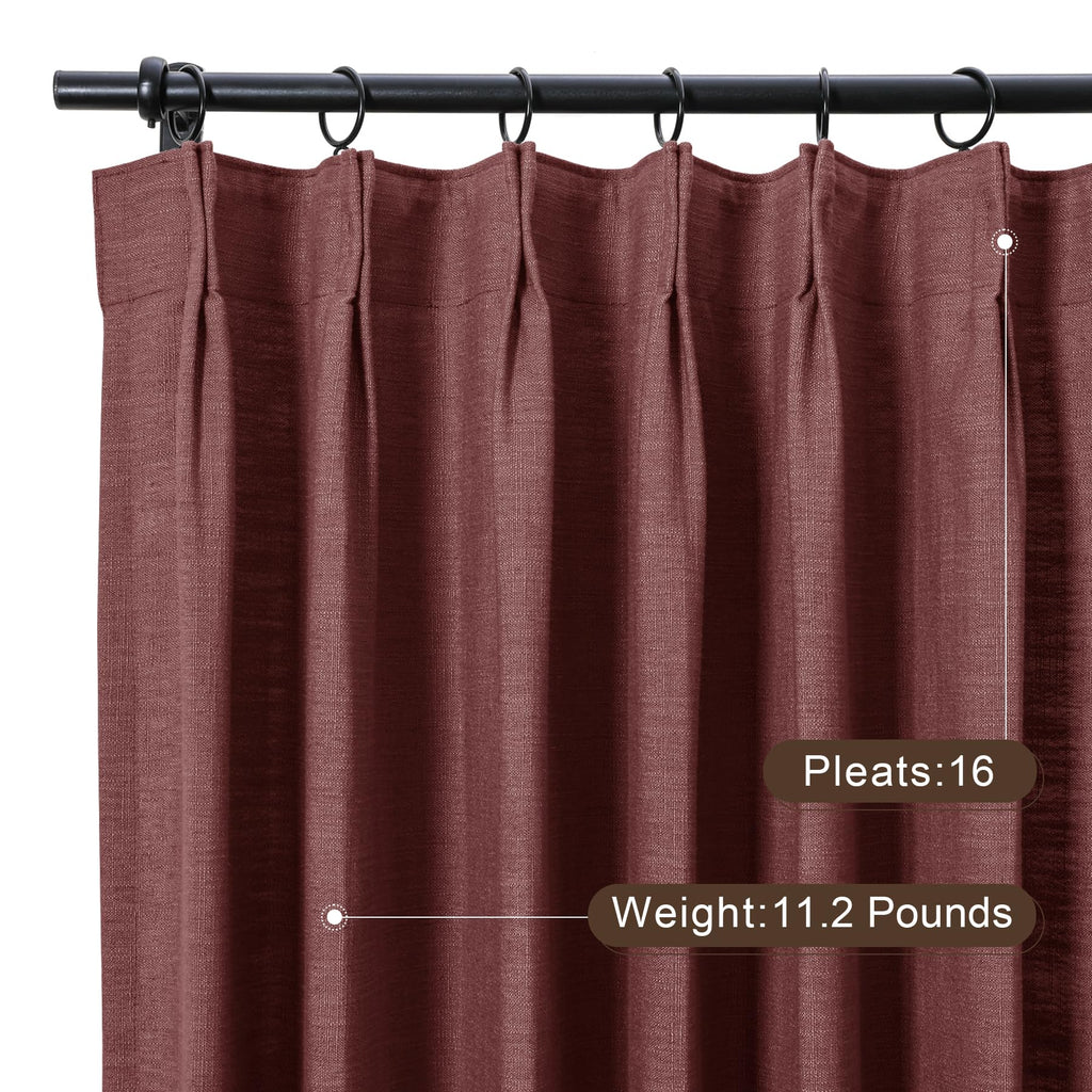 Twopages Pinch Pleated Drape For Traverse Rod, Double Layer Lined Curtain Light Filtering Room Darkening Linen Blend Window Trea