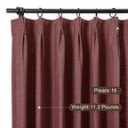 Twopages Pinch Pleated Drape For Traverse Rod, Double Layer Lined Curtain Light Filtering Room Darkening Linen Blend Window Trea