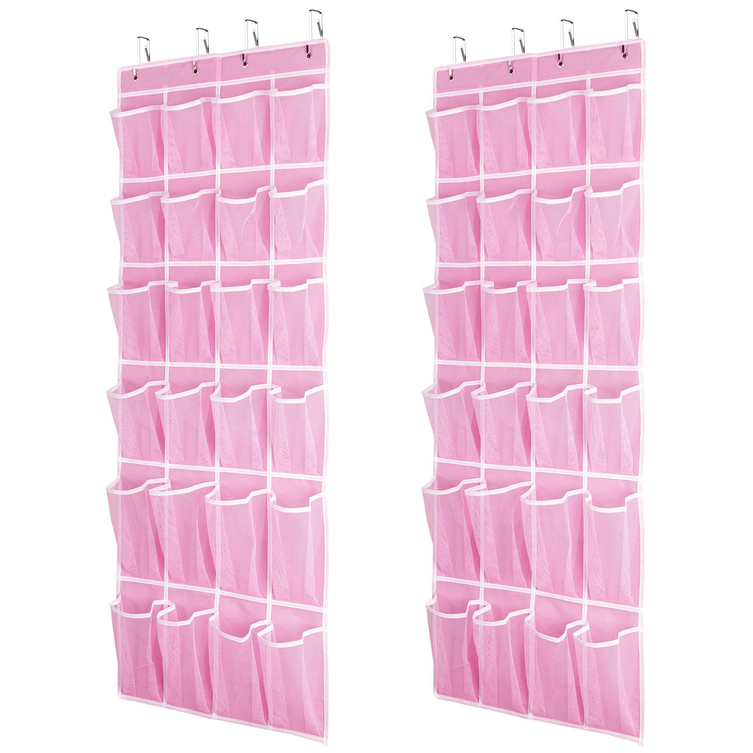 SAVERHO Hanging Shoe Organizer 2Pack, Over The Door Shoe Organizer with 24 Mesh Large Pockets Hanging Shoe Storage Bag for Sport