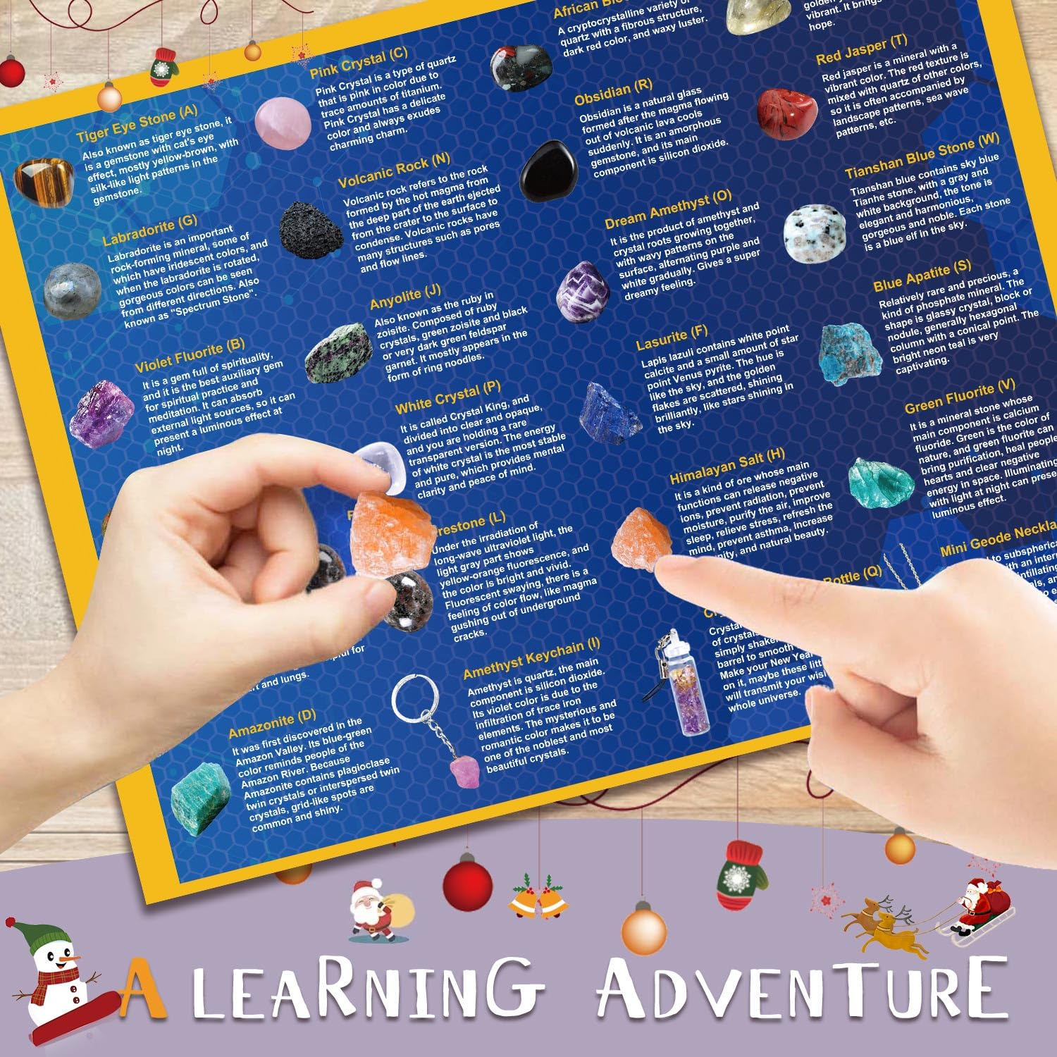 Advent Calendar 2024, Rock Collection Advent Calendar, Advent Calendars For Kids With 24 Gemstones, Minerals & Fossils, 24 Days