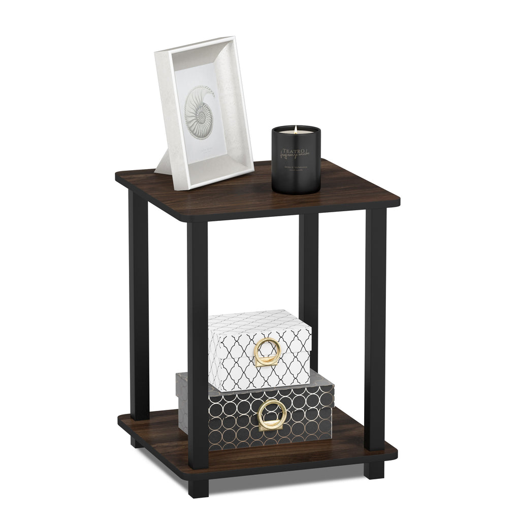 Furinno Simplistic Set Of 2 End Table, Columbia Walnut/Black