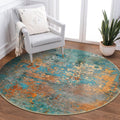 Lahome Modern Abstract Round Rug - 3Ft Colorful Entry Circle Rug Non Slip Kitchen Rugs Washable Front Door Mat, Contemporary Ind