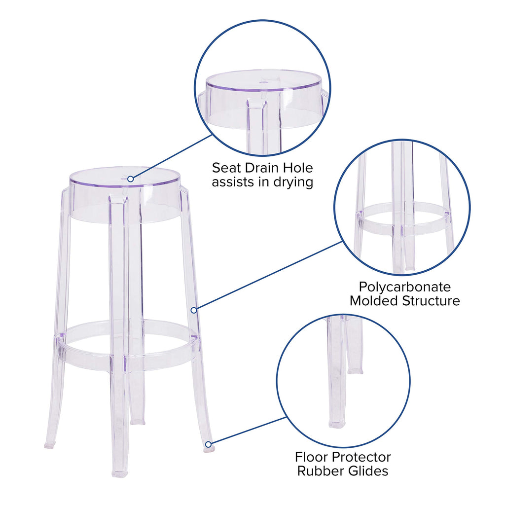 Flash Furniture Laney 29.75'' High Transparent Barstool