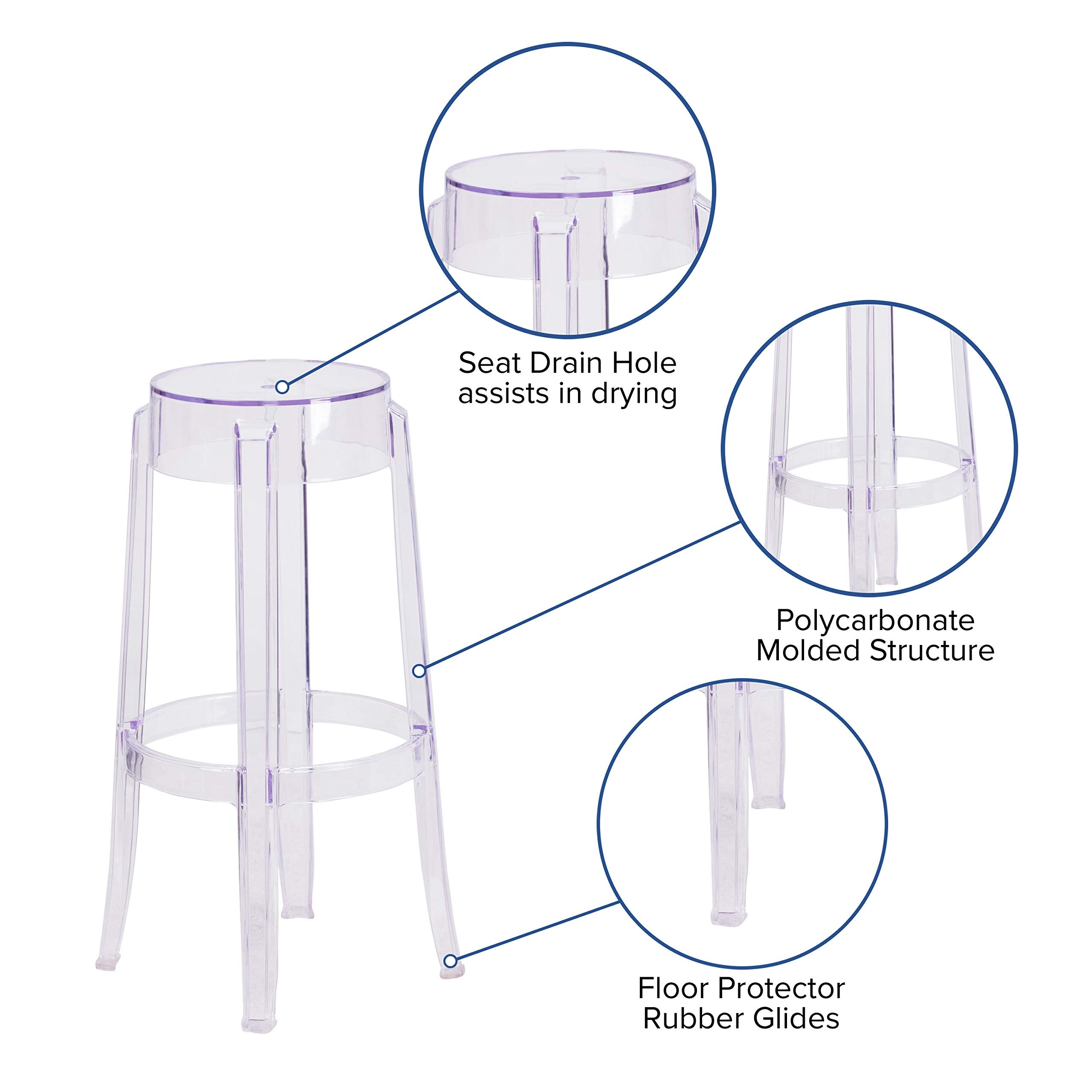 Flash Furniture Laney 29.75'' High Transparent Barstool