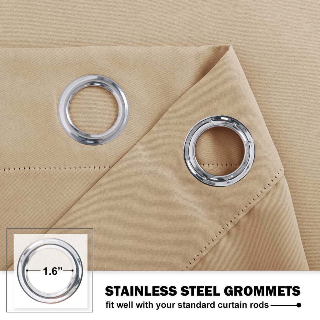 Nicetown Farmhouse Blackout Kitchen Tiers Curtains 24 Inch Length For Cabinet Sink Window Grommet Small Short Window Covering For Travel Rv Basement Bathroom, 29' Wide, 1 Pair, Biscotti Beige