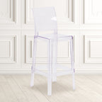 Flash Furniture Ghost Barstool With Square Back In Transparent Crystal