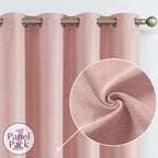 Jinchan Pink Linen Textured 75% Blackout Curtain 96 Inch Long For Living Room Darkening Curtain Pink Thermal Insulated Grommet Top Window Drape For Bedroom Curtain Pink 1 Panel Dusty Pink
