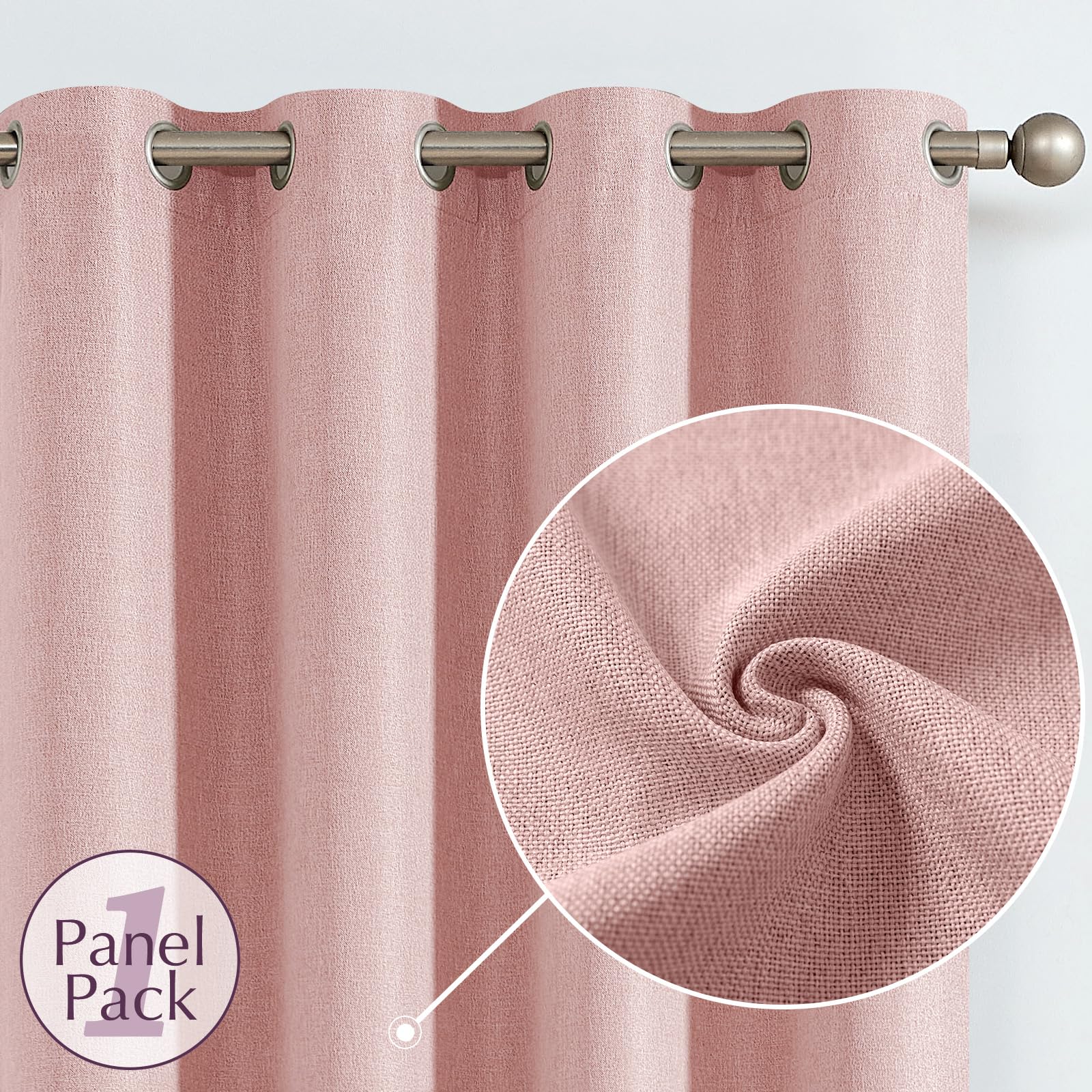 Jinchan Pink Linen Textured 75% Blackout Curtain 96 Inch Long For Living Room Darkening Curtain Pink Thermal Insulated Grommet Top Window Drape For Bedroom Curtain Pink 1 Panel Dusty Pink