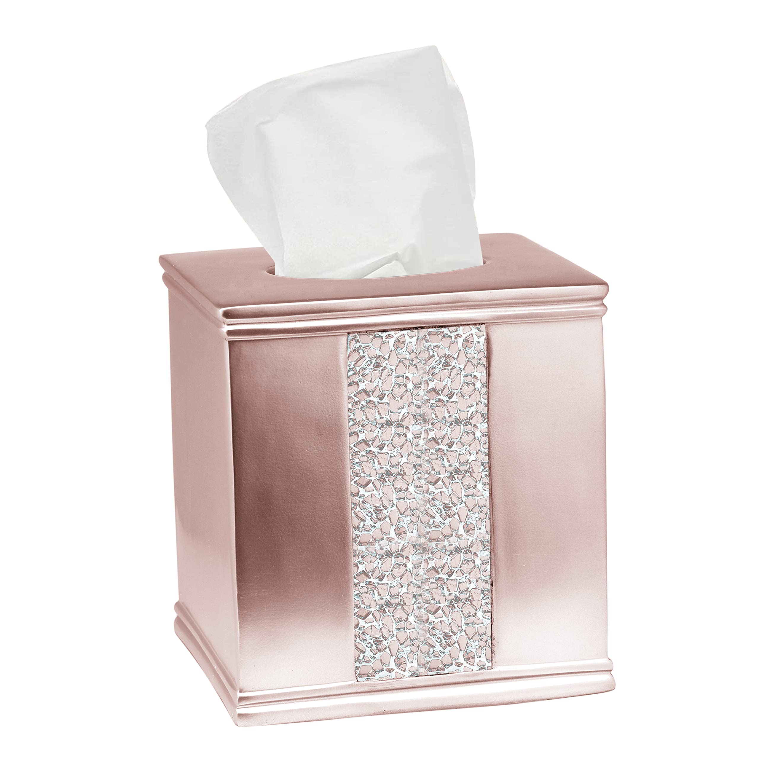Zahari Home Sinatra Tissue Box Cover Square Tissue Holder for Bathroom Bedroom Living Room, Blush